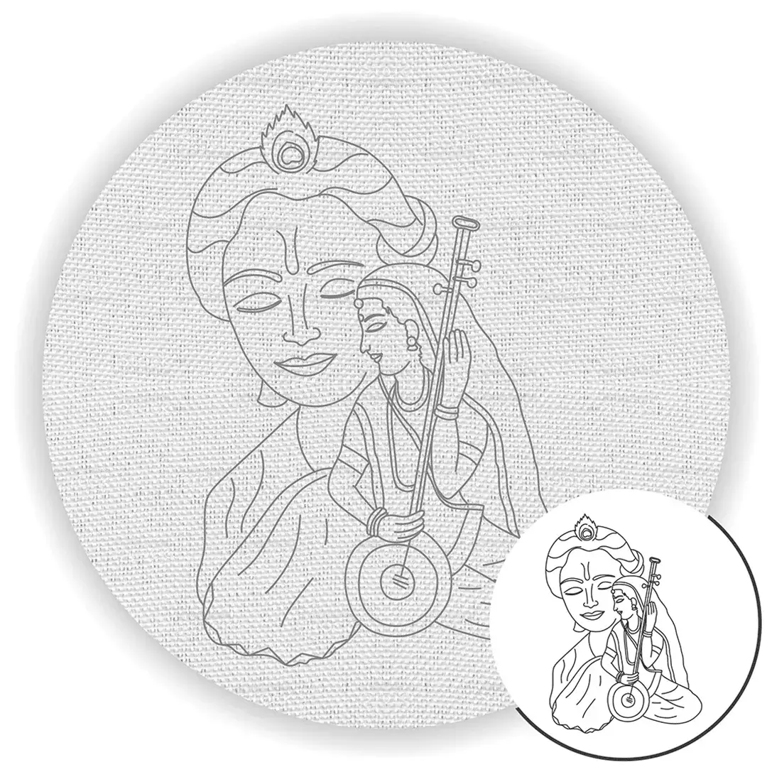 Shree Krishna and Mirabai Pre Marked Canvas Shree Krishna and Mirabai Pre Marked Canvas