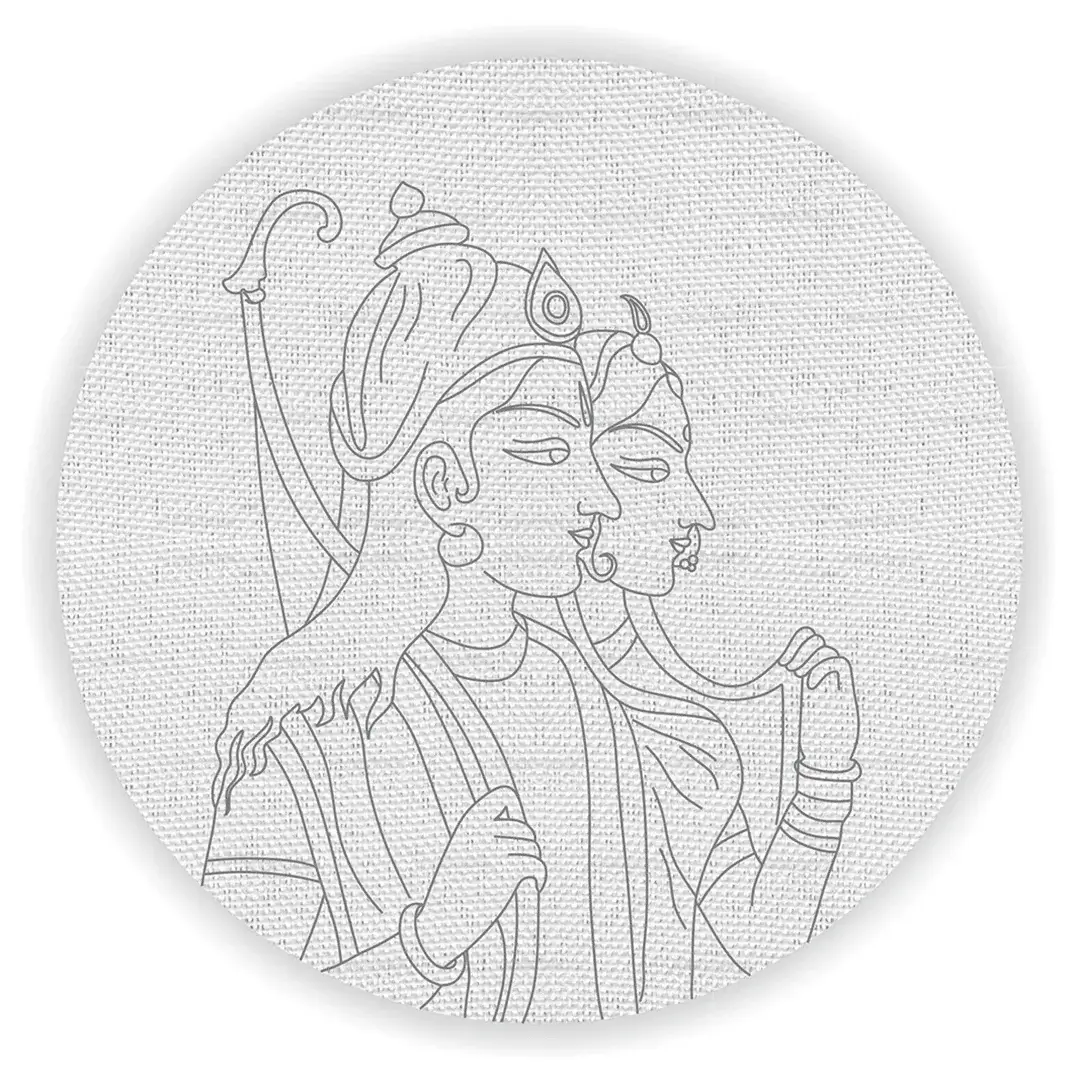 Shree Ram and Sita Pre Marked Canvas Shree Ram and Sita Pre Marked Canvas