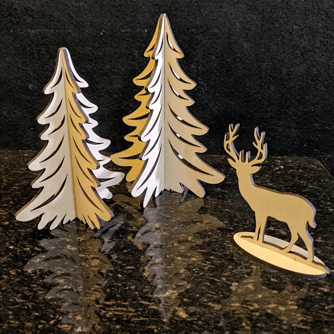 MDF Reindeer & Tree Cutout