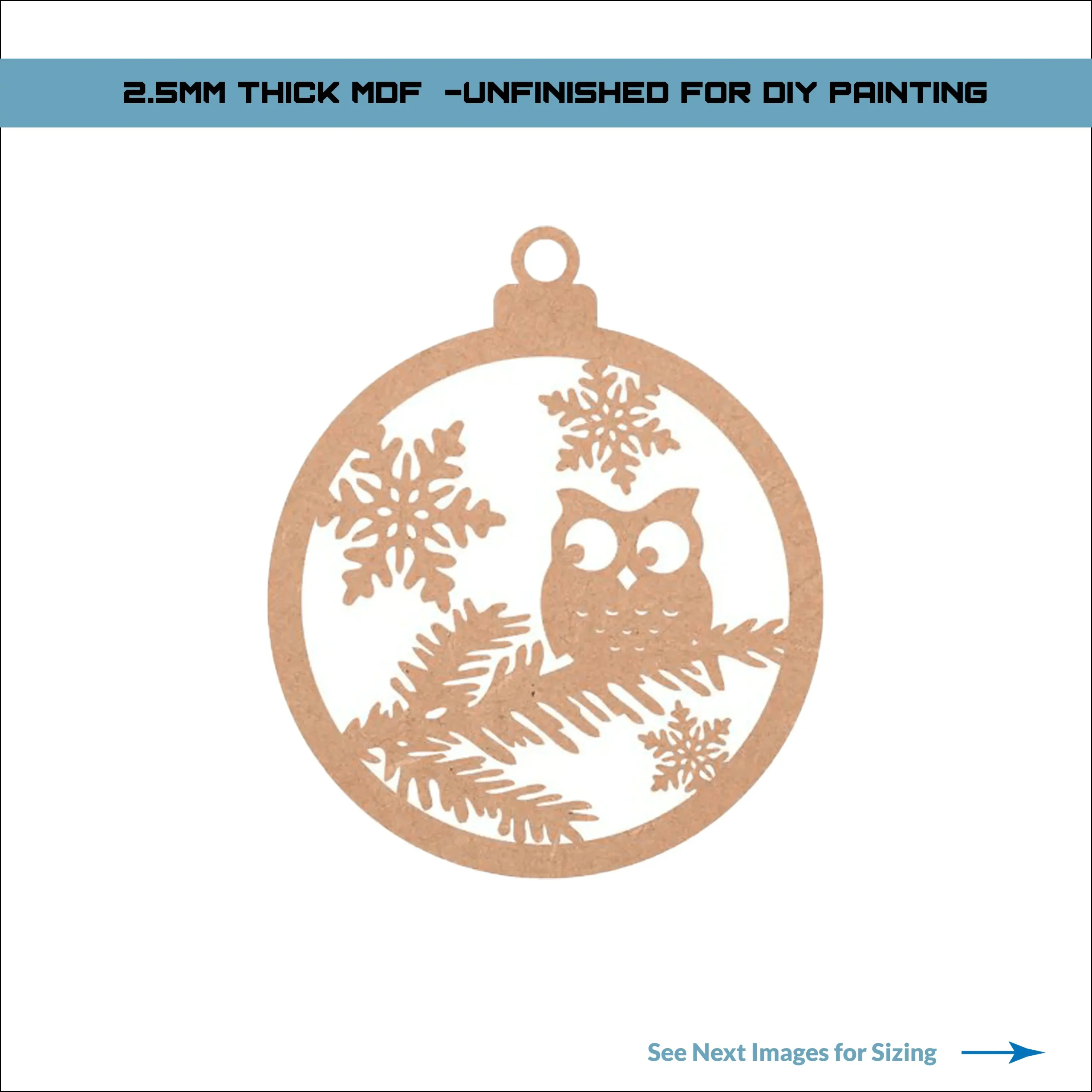 MDF Christmas Owl Hangers