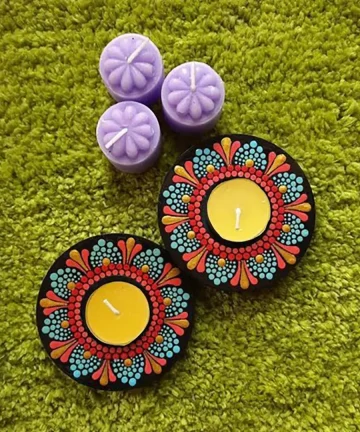 Round Shape MDF Tea Light Holder