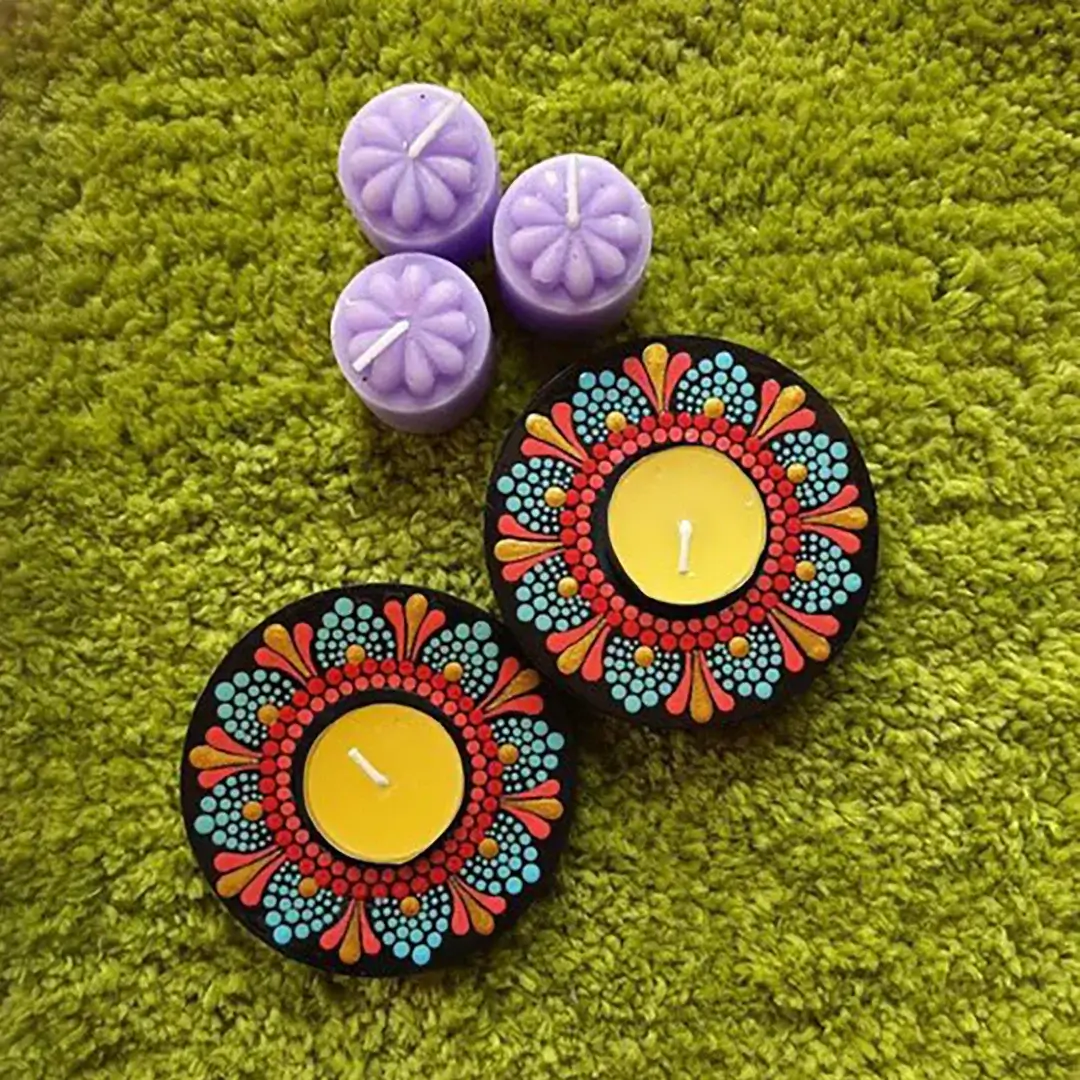 Round Shape MDF Tea Light Holder