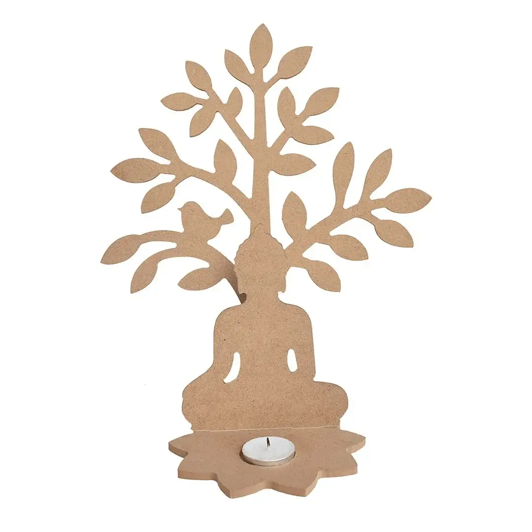 MDF Meditating Buddha Under Tree T-Light Holder