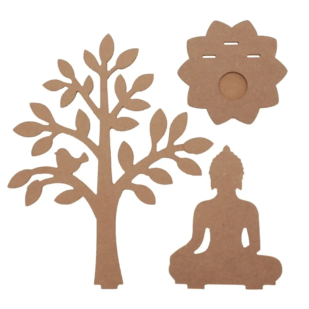 MDF Meditating Buddha Under Tree T-Light Holder