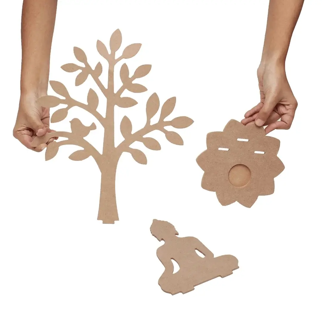 MDF Meditating Buddha Under Tree T-Light Holder