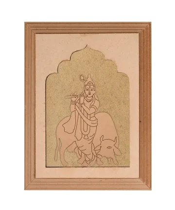 Krishna with Cow Designer MDF Plain Jharokha