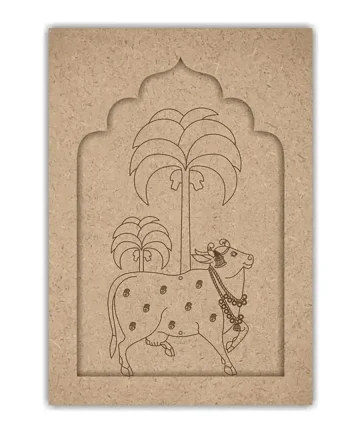 Coconut Tree With Pichwai Cow Pre Marked Jharokha