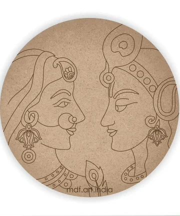 MDF Pre Marked Radhe Krishna Round