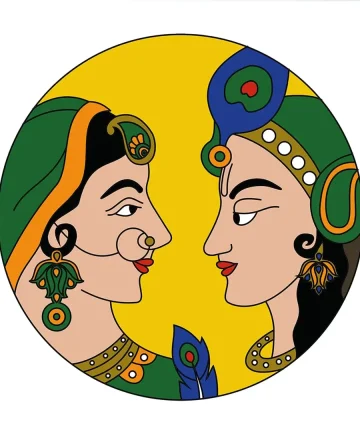 MDF Pre Marked Radhe Krishna Round