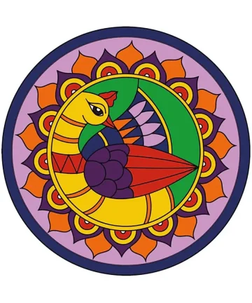 MDF Pre Marked Round Peacock Design