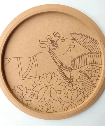 MDF Pre Marked Round Pichwai Cow