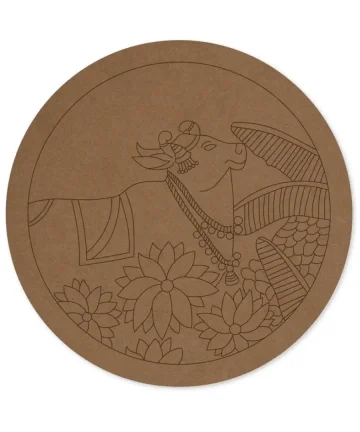 MDF Pre Marked Round Pichwai Cow