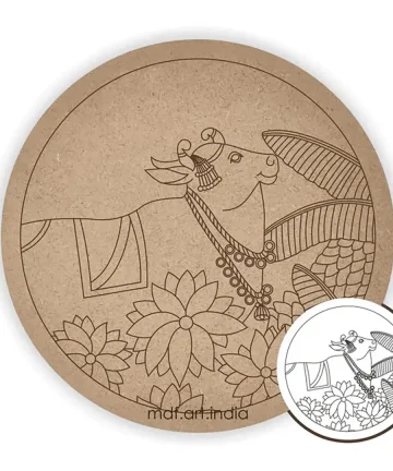 MDF Pre Marked Round Pichwai Cow