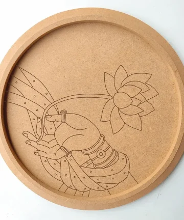 MDF Pre Marked Round Lotus with Krishna Hand