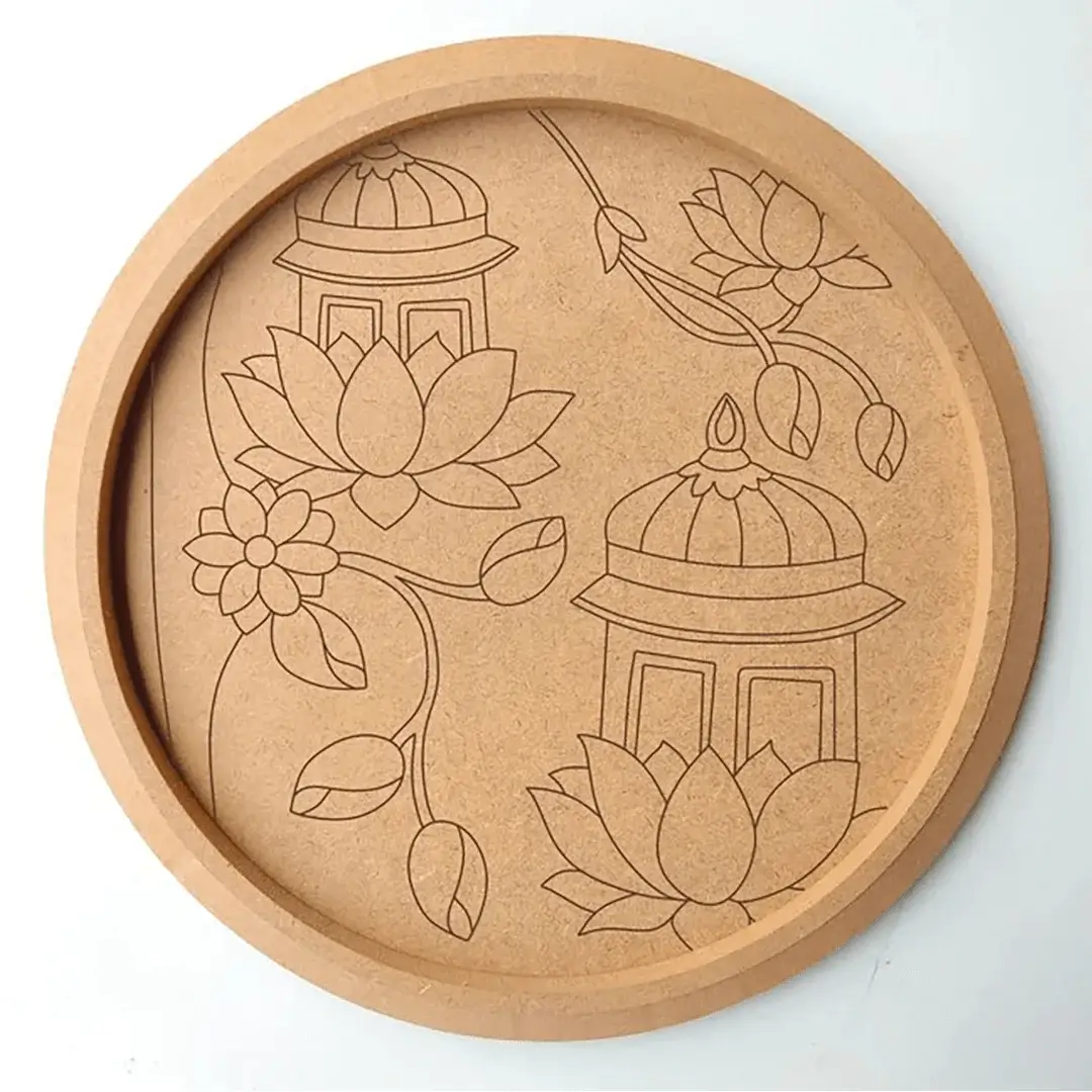 MDF Pre Marked Temple with Lotus Round