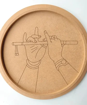 MDF Pre Marked Krishna Hand with Flute Round