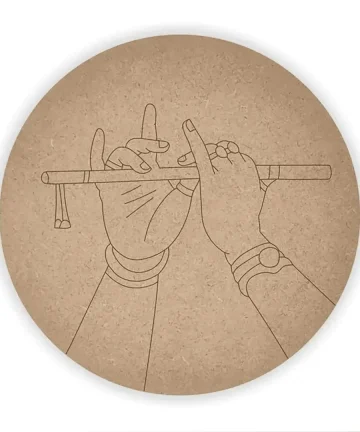 MDF Pre Marked Krishna Hand with Flute Round