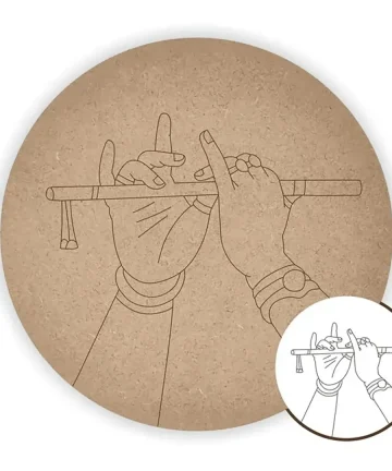 MDF Pre Marked Krishna Hand with Flute Round