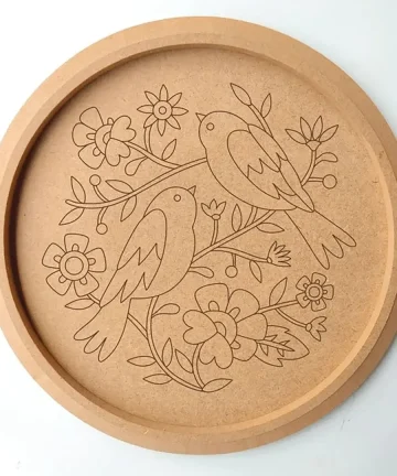 MDF Pre Marked Round Flower with Bird