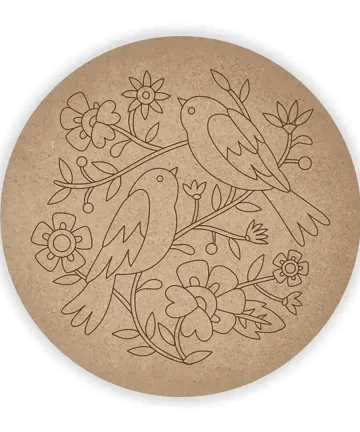 MDF Pre Marked Round Flower with Bird