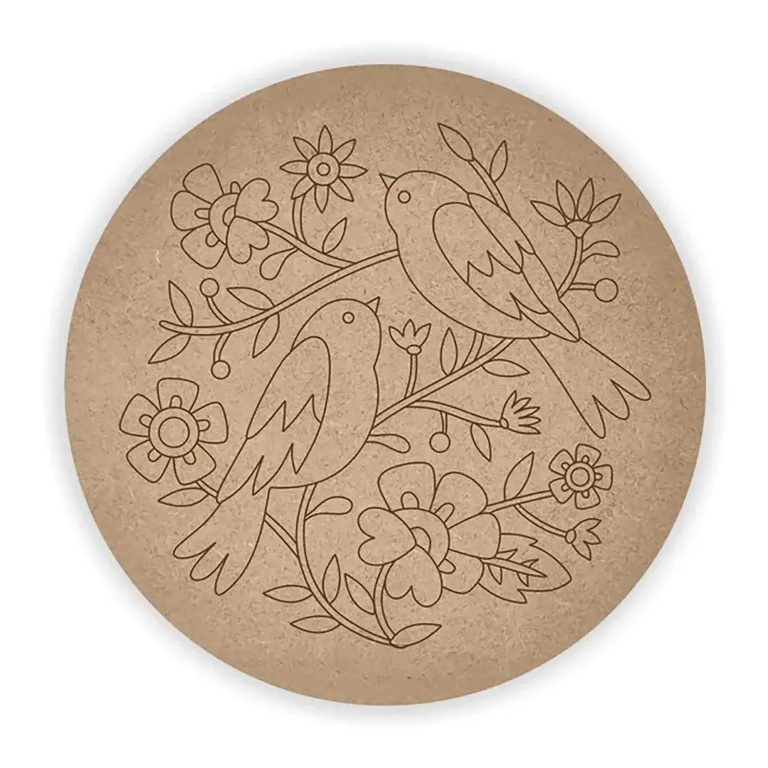 MDF Pre Marked Round Flower with Bird