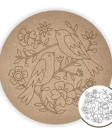 MDF Pre Marked Round Flower with Bird