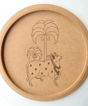 MDF Pre Marked Round Palm Tree with Pichwai Cow