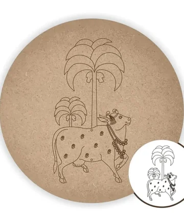 MDF Pre Marked Round Palm Tree with Pichwai Cow