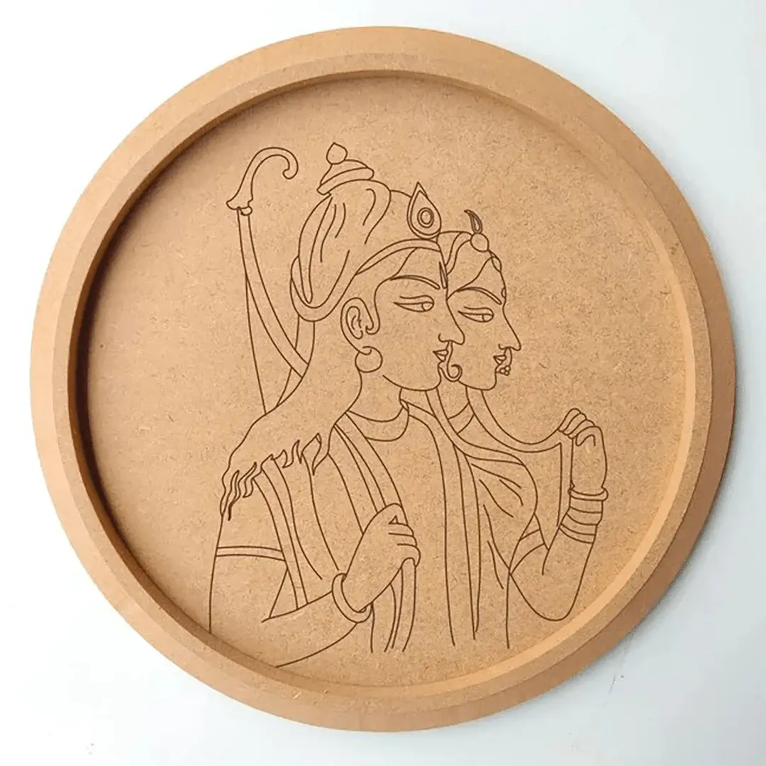 MDF Pre Marked Round Shree Ram and Sita
