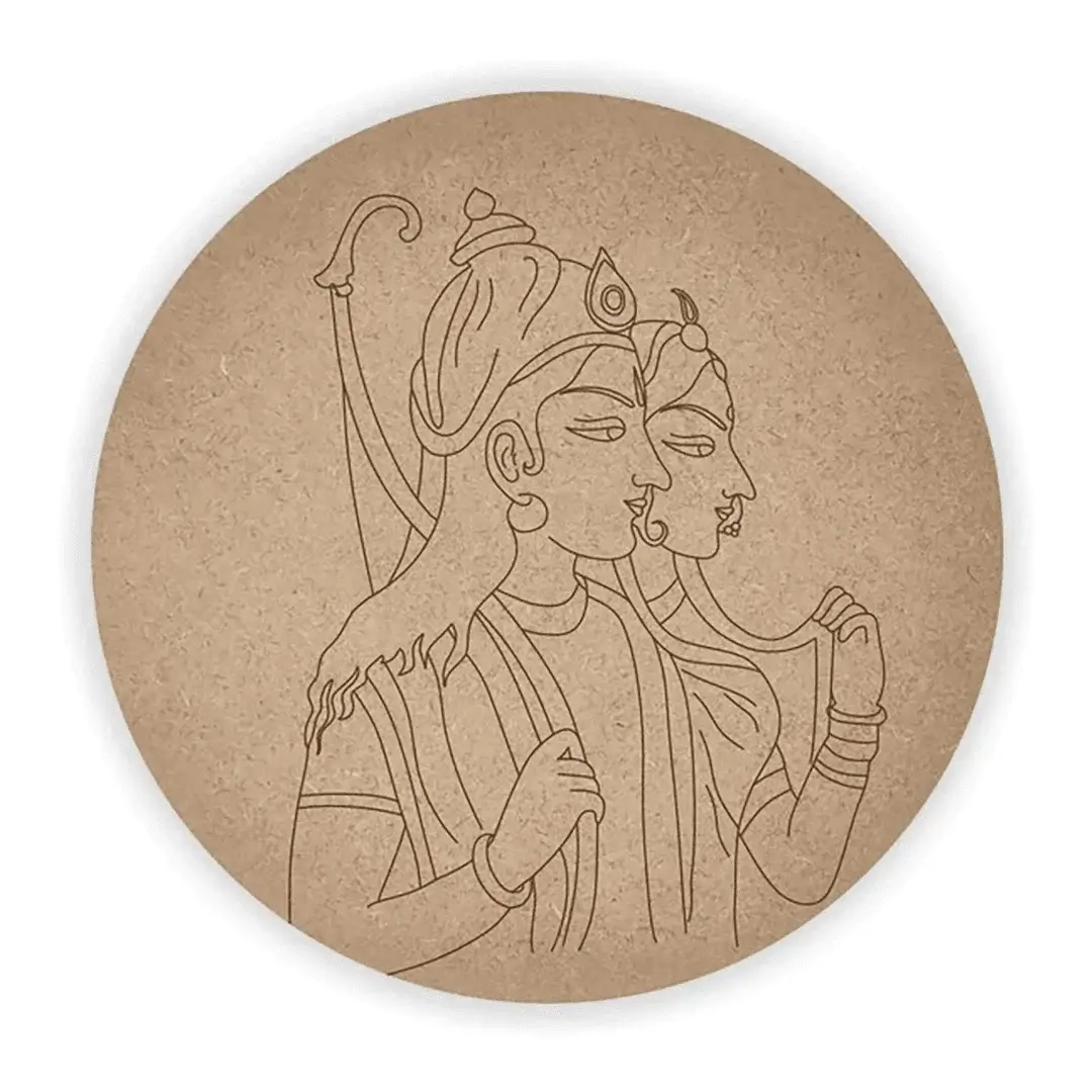MDF Pre Marked Round Shree Ram and Sita