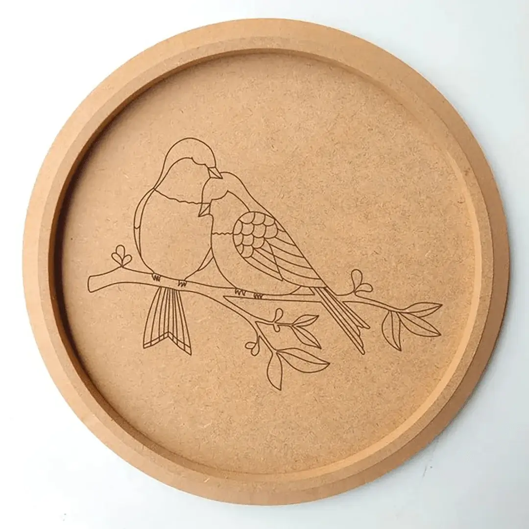 MDF Pre Marked Round Bird Love