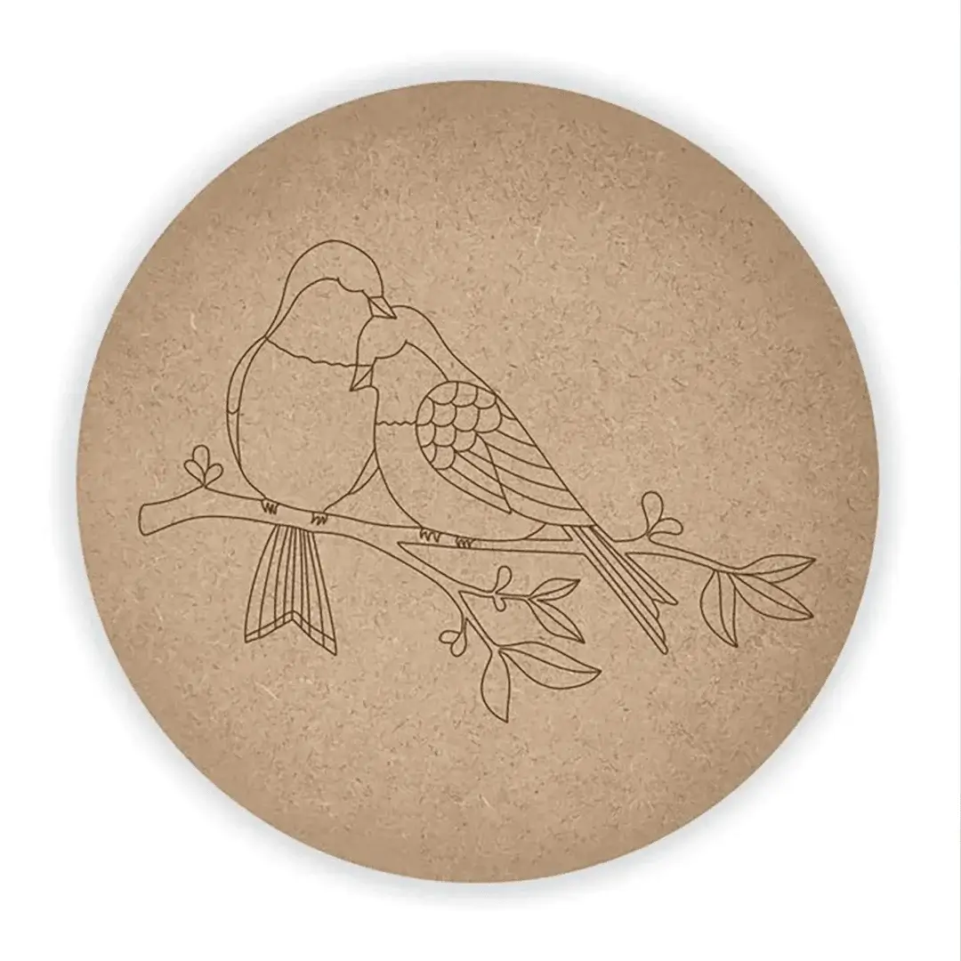 MDF Pre Marked Round Bird Love